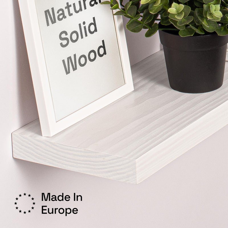 BAOBAB WORKSHOP Wood Floating Shelves for Bathroom Wall - White Shelves for Bedroom Kitchen Living Room - Solid Wood Shelves - White - 24 x 6.7 Inch, Set of 2 - Image 5